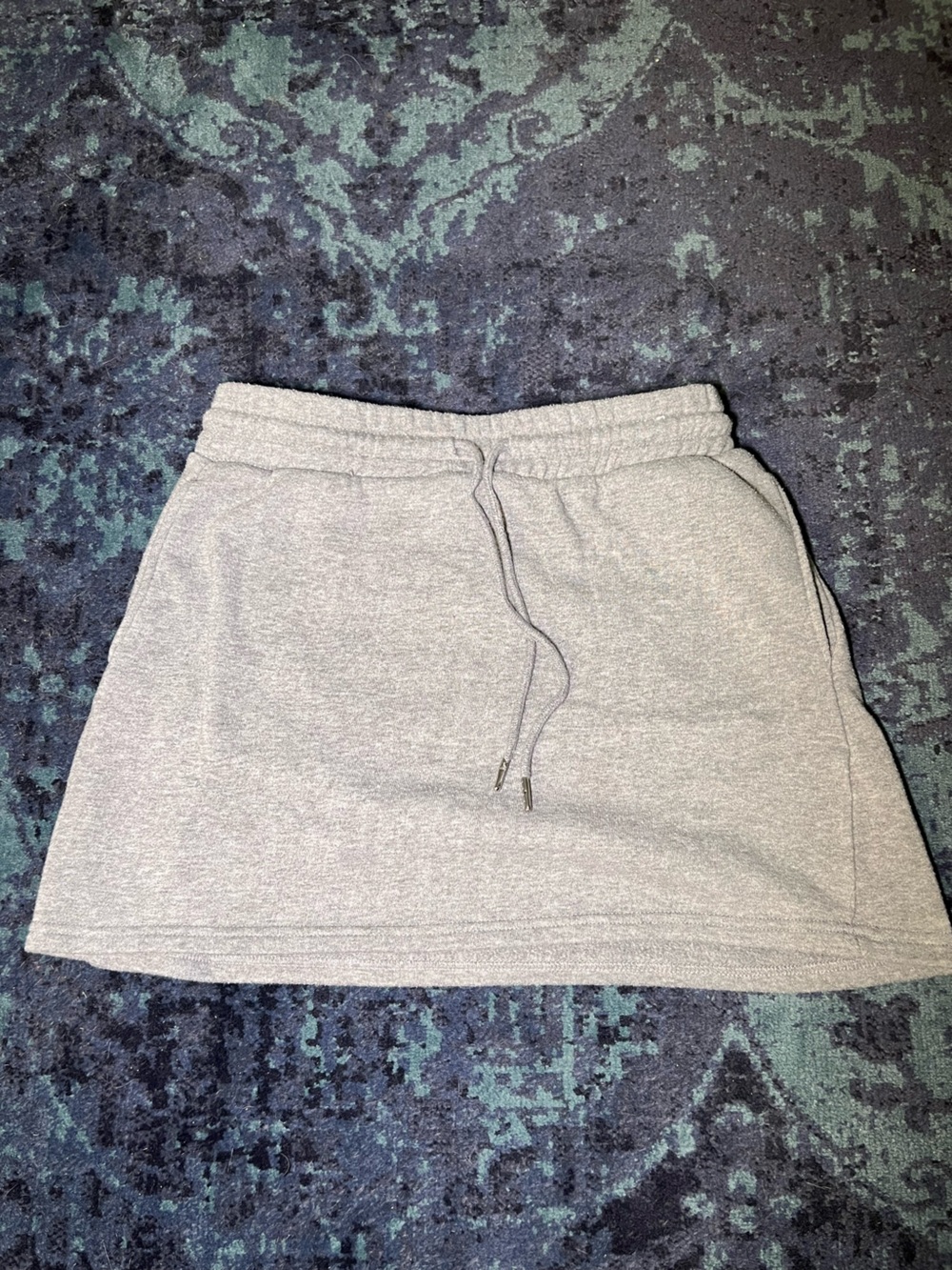 Casual Light Gray Drawstring Sweat Skirt